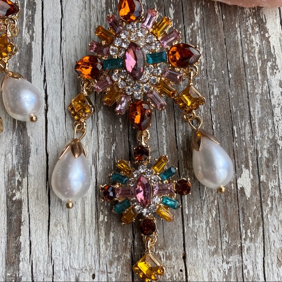 Zara rhinestone chandelier statement earrings - Picture 9 of 9